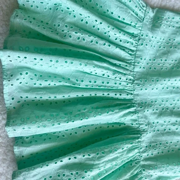 Janie and Jack mint green flutter sleeve eyelet dress 6 - Picture 3 of 3